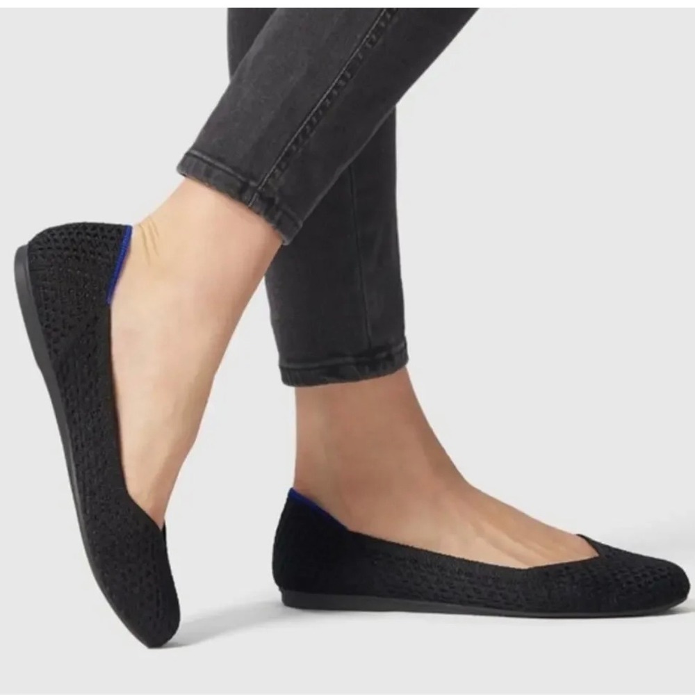 Rothy's The Flat Black Honeycomb Knit Ballet Flats Size 11 OG‎